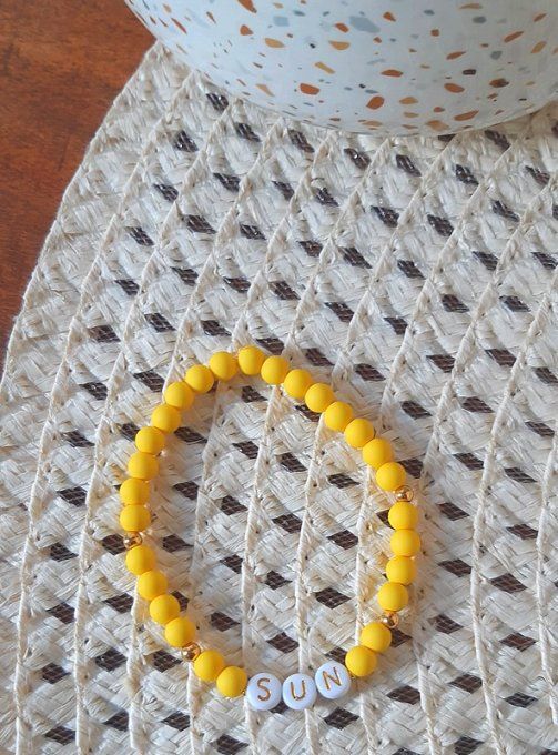 Bracelet élastique jaune SUN