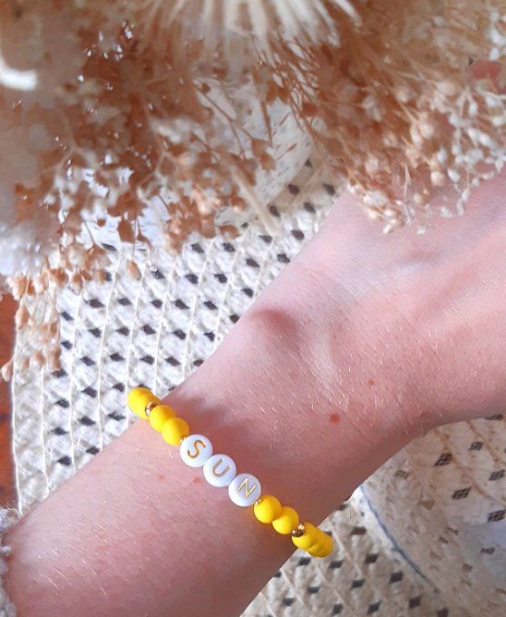 Bracelet élastique jaune SUN