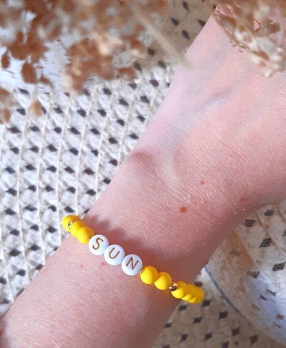 Bracelet élastique jaune SUN