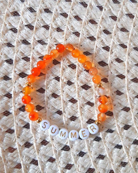 Bracelet élastique Agate orange SUMMER