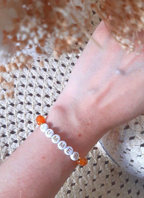 Bracelet élastique Agate orange SUMMER