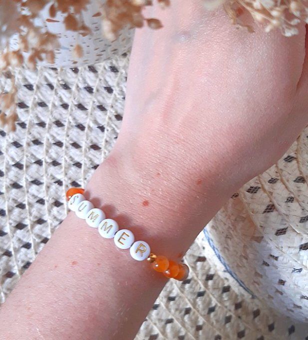 Bracelet élastique Agate orange SUMMER