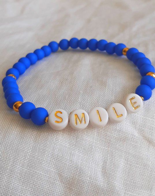 Bracelet élastique bleu SMILE