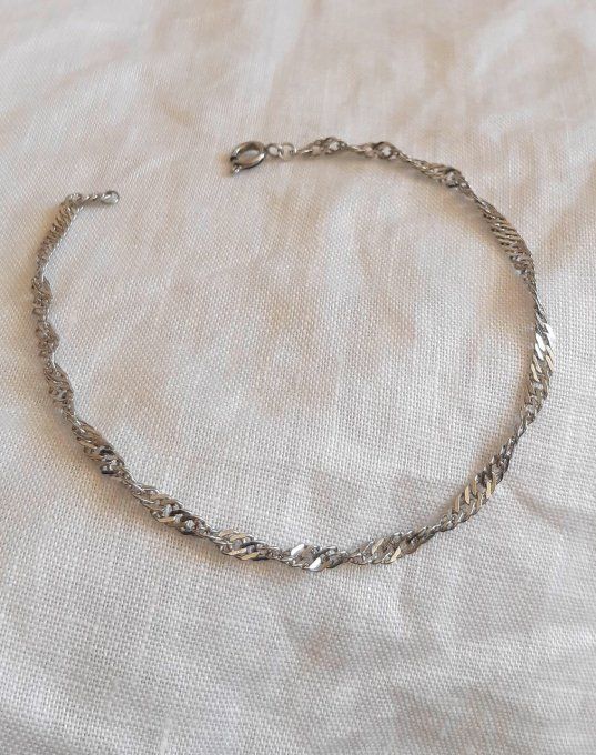 Bracelet en acier argenté inoxydable Wavy