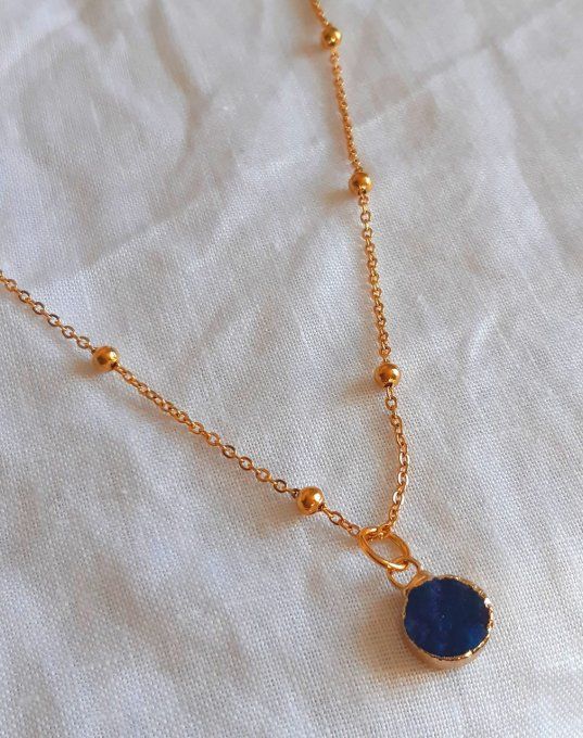 Collier acier doré bleu Alma 