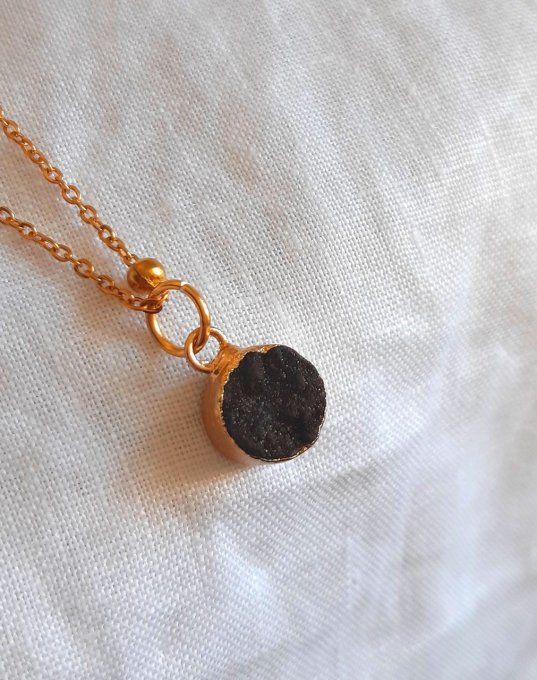 Collier acier doré noir Alma