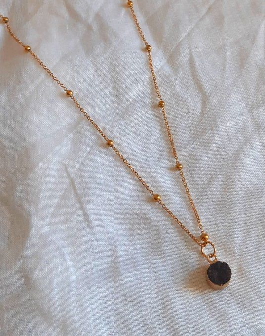 Collier acier doré noir Alma