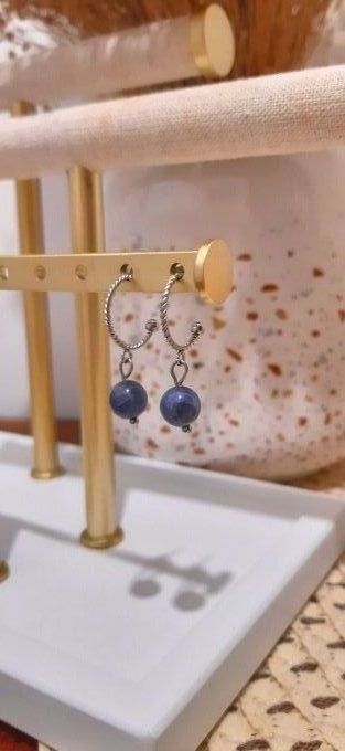 Boucles en acier argentées et Sodalite Nora